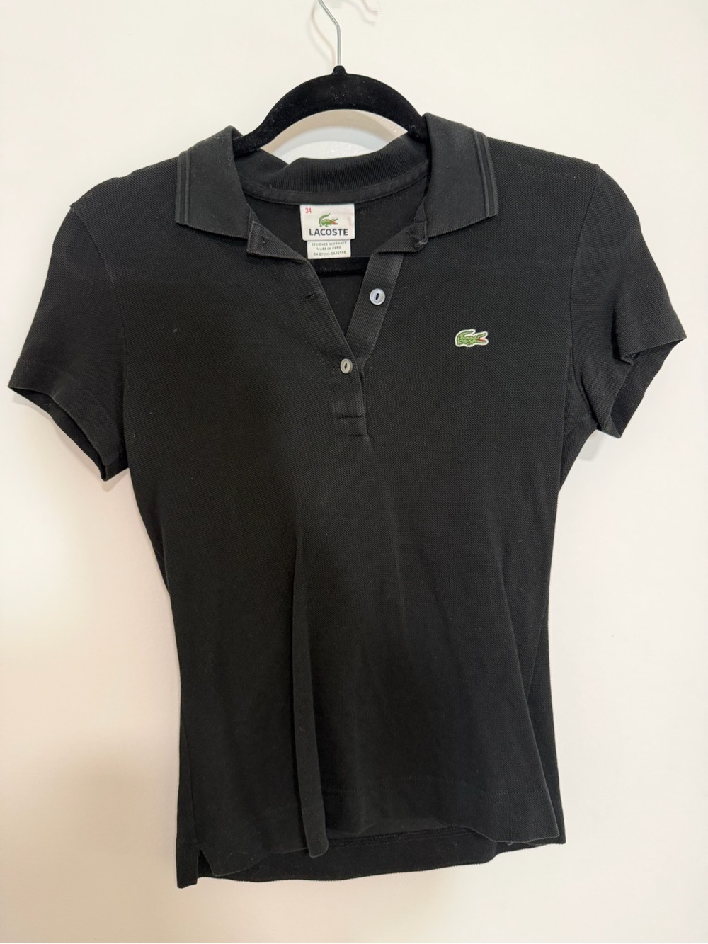 Lacoste Black Polo with Green Crocodile Logo